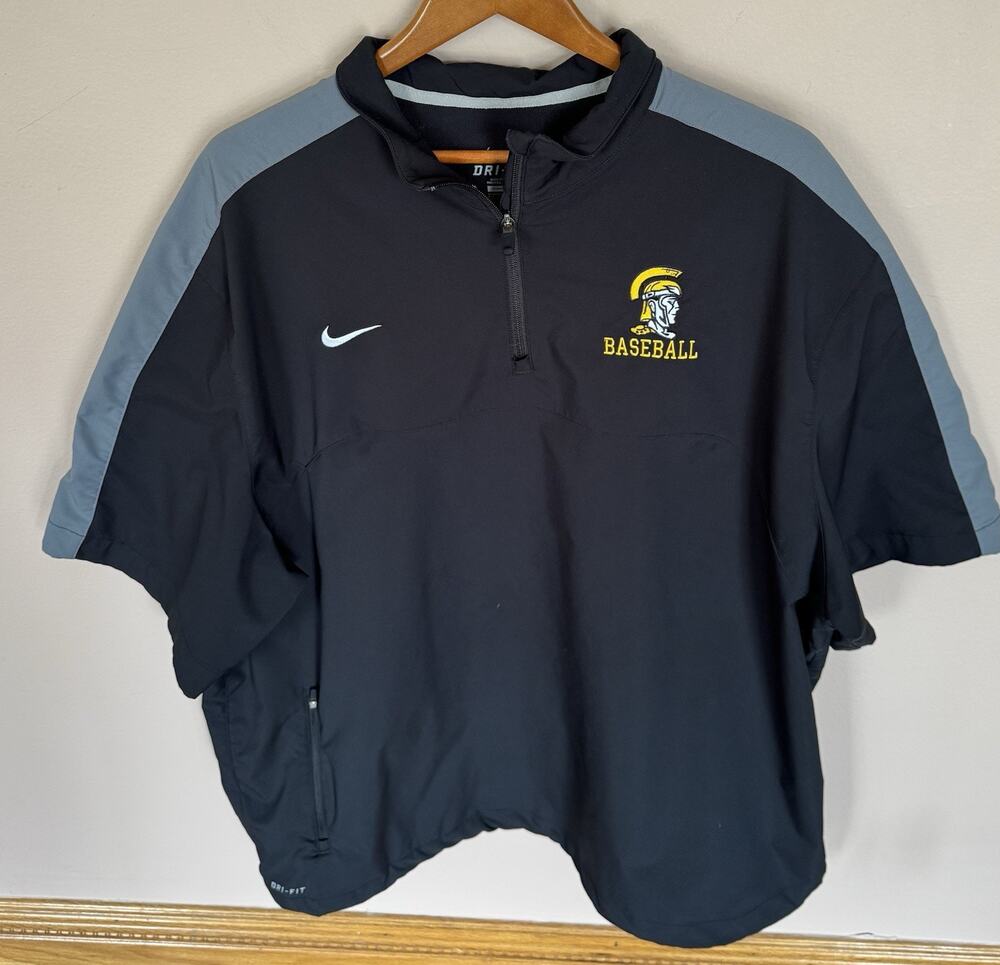 Nike Hot Jacket Short Sleeve Baseball Pullover Men's XXL Black